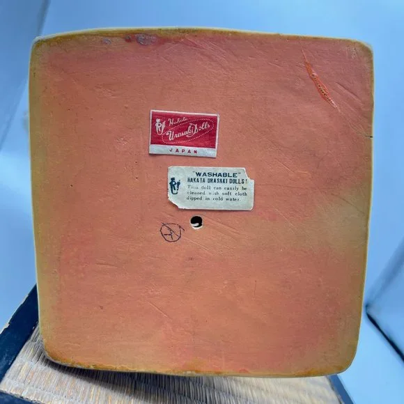 Hakata Urasaki Clay Doll Man Ancient Scroll Moon Painting With Tatami Mat Stand - Picture 10 of 15